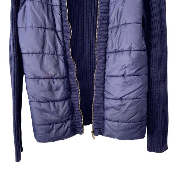 Liz Claiborne Blue Zip Up Jacket Navy Quilted knit puffer Petite Small - Picture 3 of 7